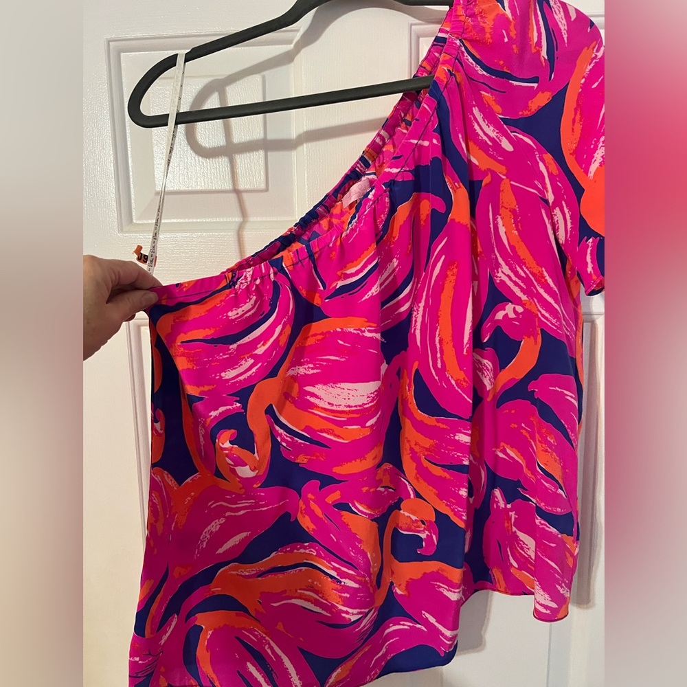 Lilly Pulitzer one sleeve silk blouse